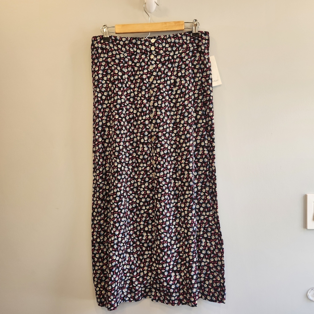 Karen Kane NWT Floral Button Up Stretch Waist Midi Skirt
